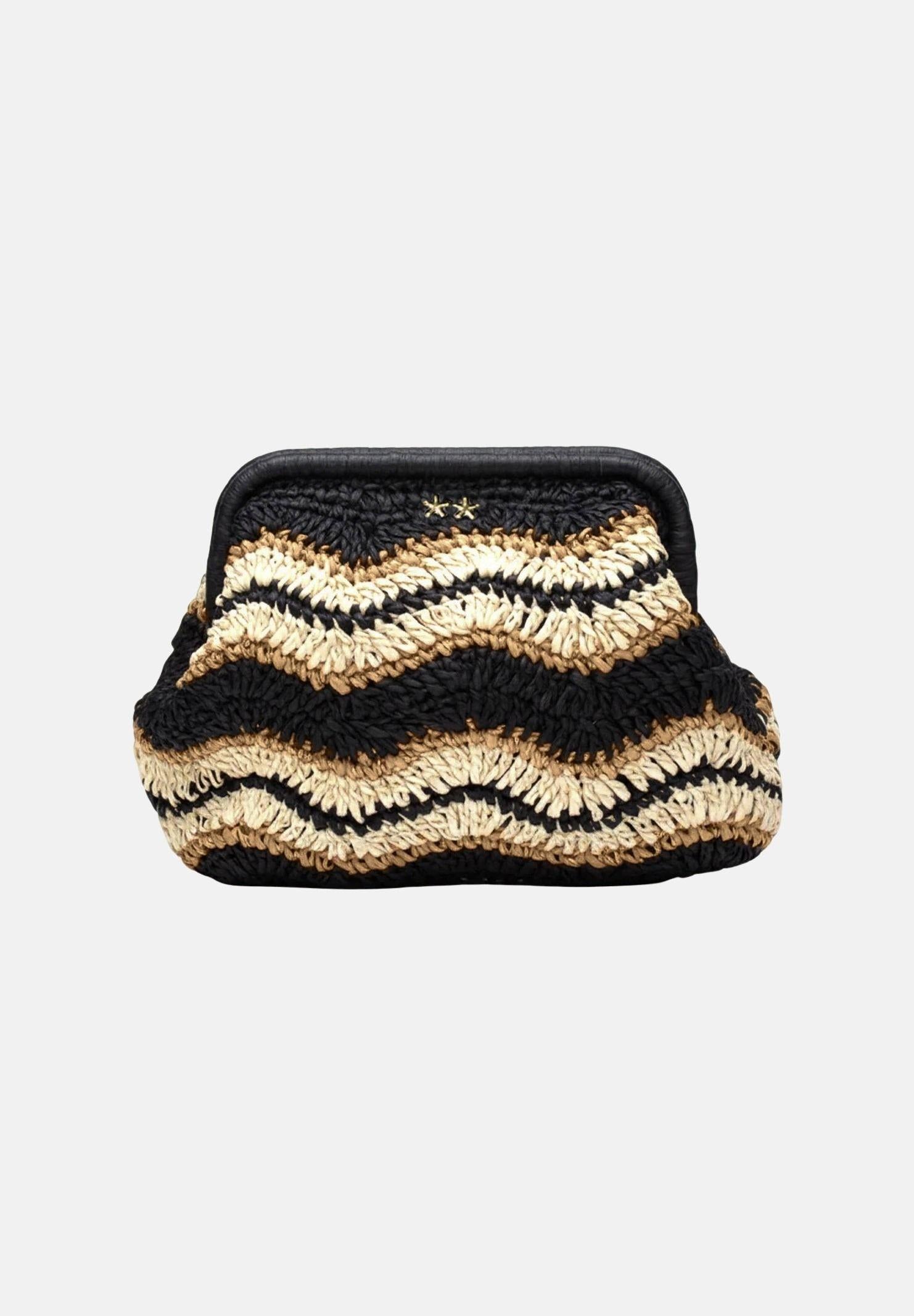 F**K Pochette a mano in rafia beige e nera da donna FA26-SW0065BK . F**K 