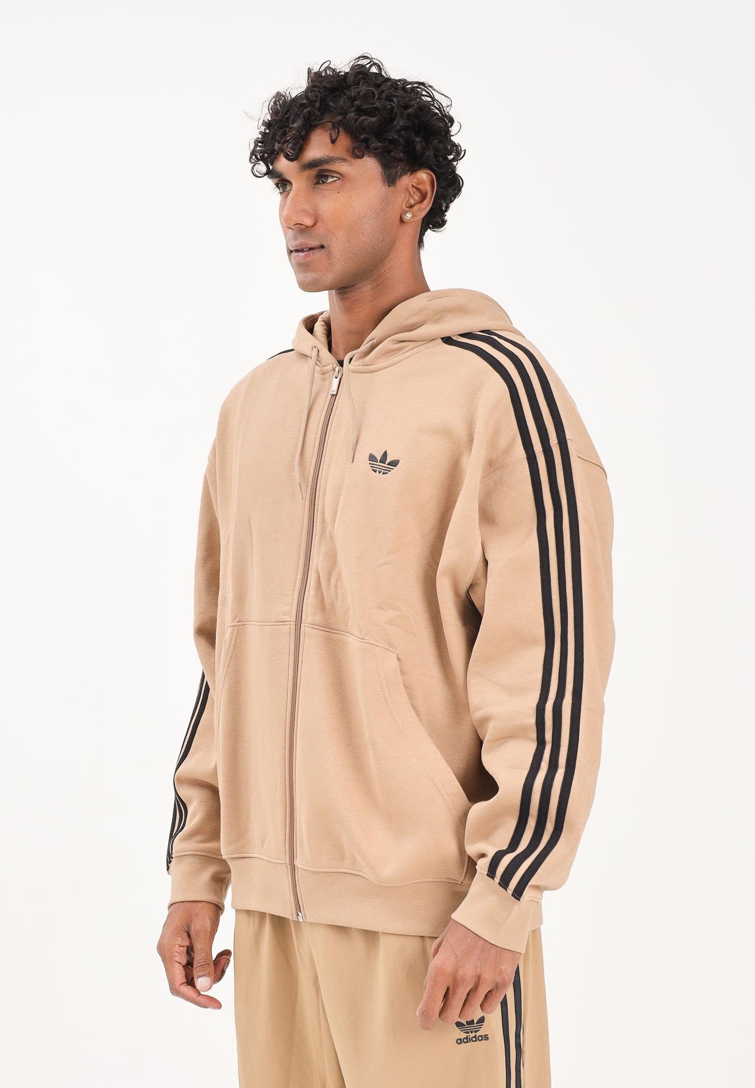ADIDAS ORIGINALS Felpa con zip adidas adicolor Oversize beige da uomo JX1548  ADIDAS ORIGINALS 