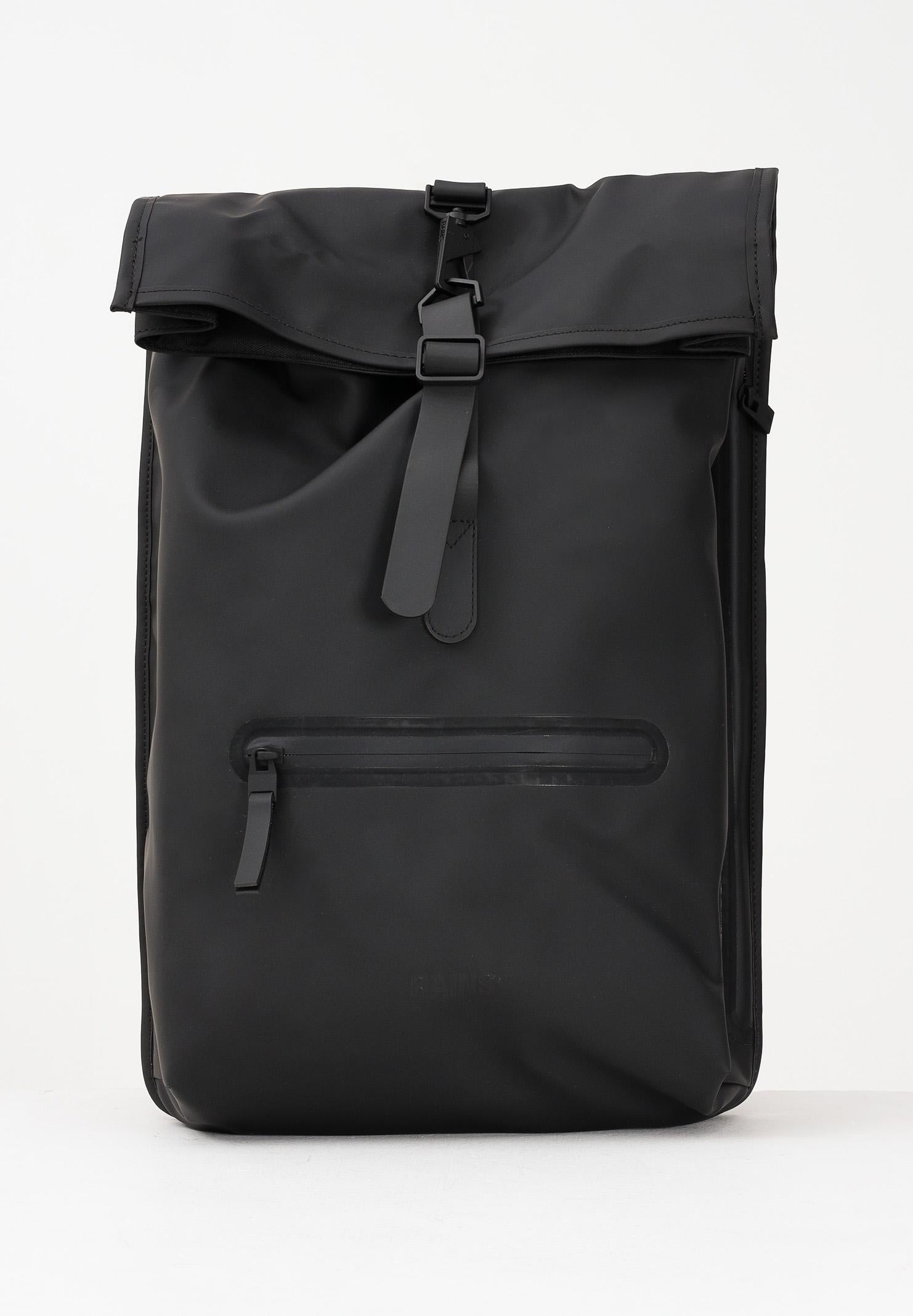 RAINS Zaino Rolltop nero per uomo e donna RA13320 BLA RAINS 