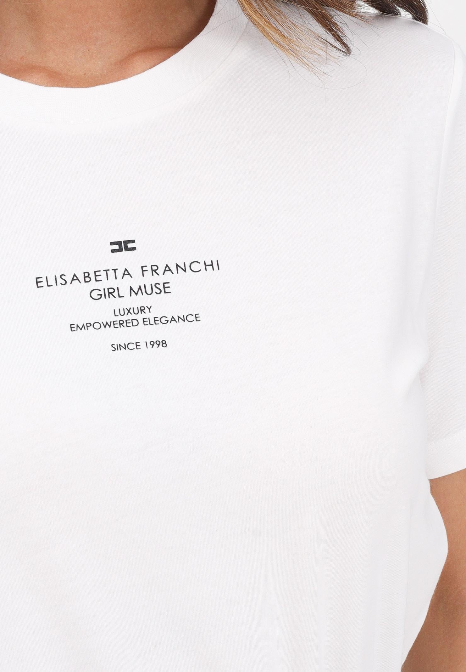 ELISABETTA FRANCHI T-shirt a manica corta bianca da donna con stampa MA63D56E2 270 ELISABETTA FRANCHI 
