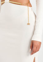 ELISABETTA FRANCHI Abito lungo bianco latte da donna con snake gioiello AM24S56E2 DZ9 ELISABETTA FRANCHI 