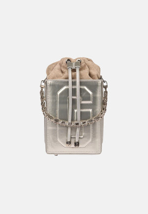 GCDS Borsa a mano argento da donna con logo GCDS in rilievo 3D GCDSD001 01 GCDS 