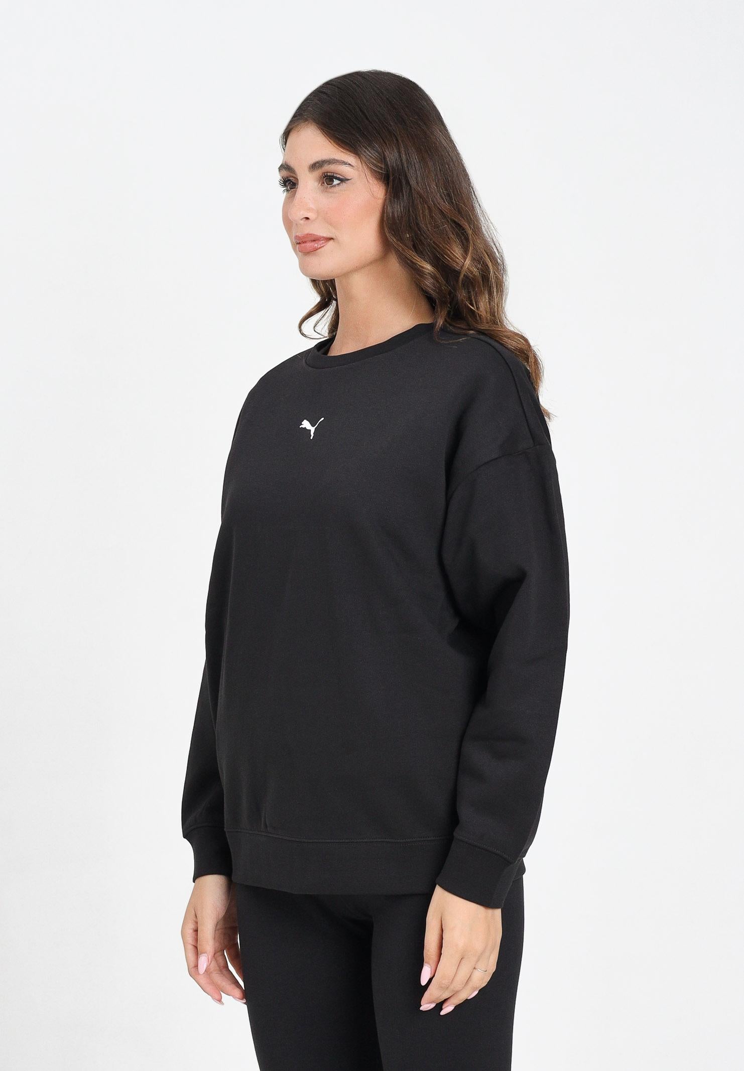 PUMA Felpa girocollo Essentials Oversize nera da donna 685400 01 PUMA 