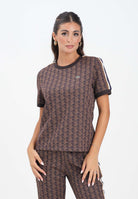 LACOSTE T-shirt a manica corta marrone da donna con monogramma TF3244 9I4 LACOSTE 