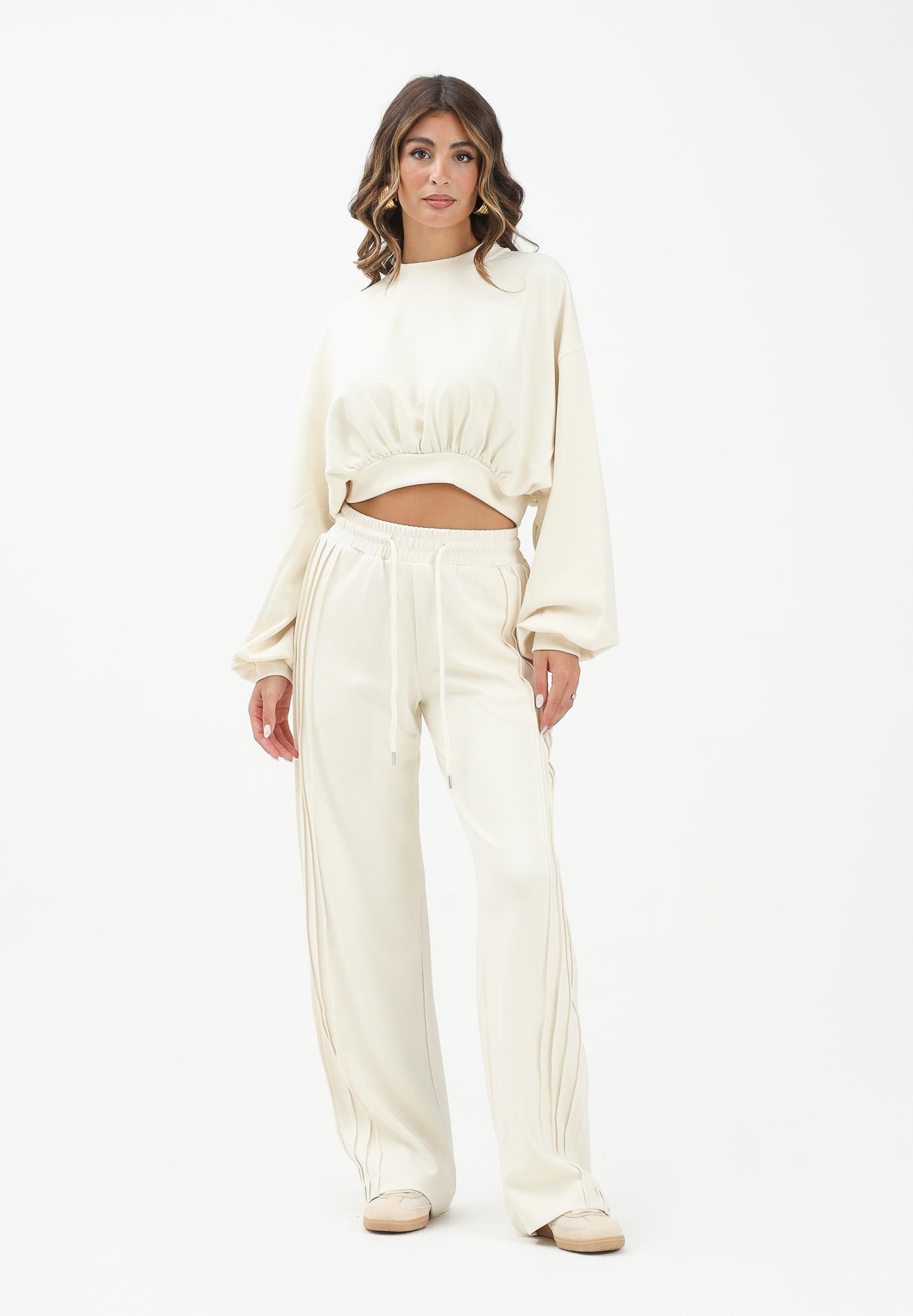 HINNOMINATE Pantalone sportivo panna da donna con nervature laterali HMABW01995 BI04 HINNOMINATE 