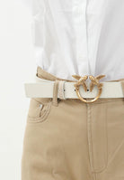 Cintura double face panna e beige da donna con fibbia Love Birds 100125A1Z6 CCOQ PINKO 