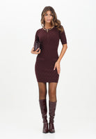 ELISABETTA FRANCHI Abito corto in maglia bordeaux da donna con dettaglio gioiello AM20B56E2 EA4 ELISABETTA FRANCHI 