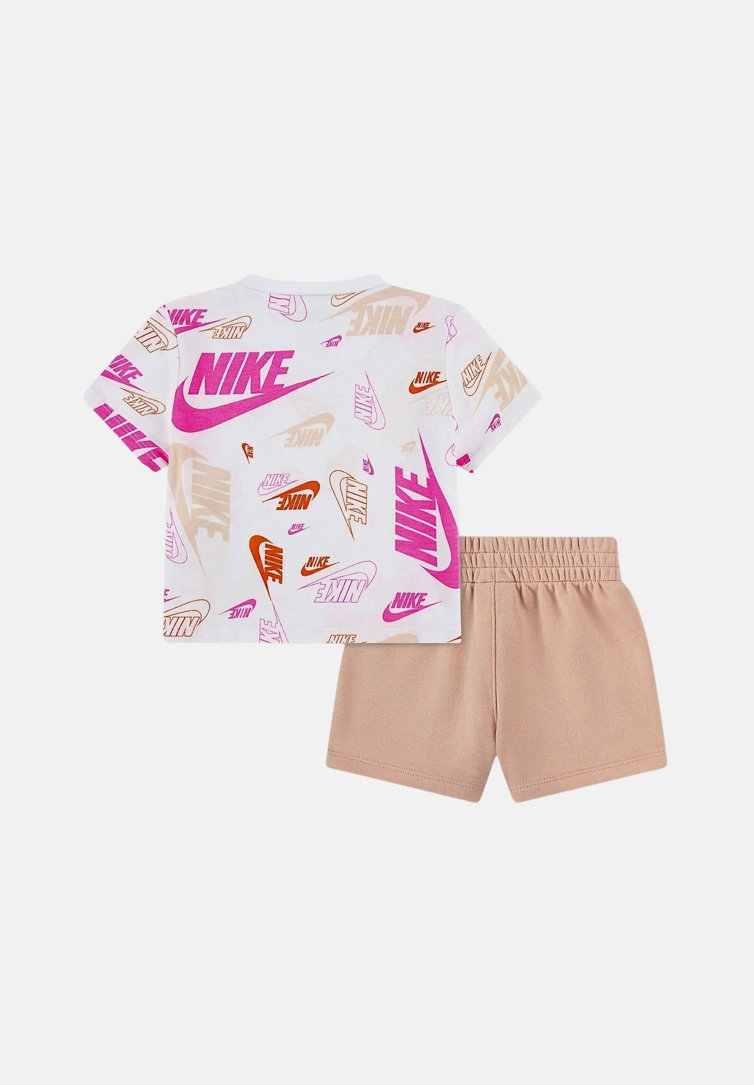 NIKE Completino beige e bianco da bambina con stampa 36N043 N0K NIKE 