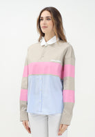 DSQUARED2 Camicia a manica lunga beige per donna e bambina con stampa logo e inserti a contrasto DQ2772D0AC3 DQC14 DSQUARED2 