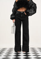 PINKO Jeans wide-leg in denim nero da donna 105541A2RR PJ4 PINKO 