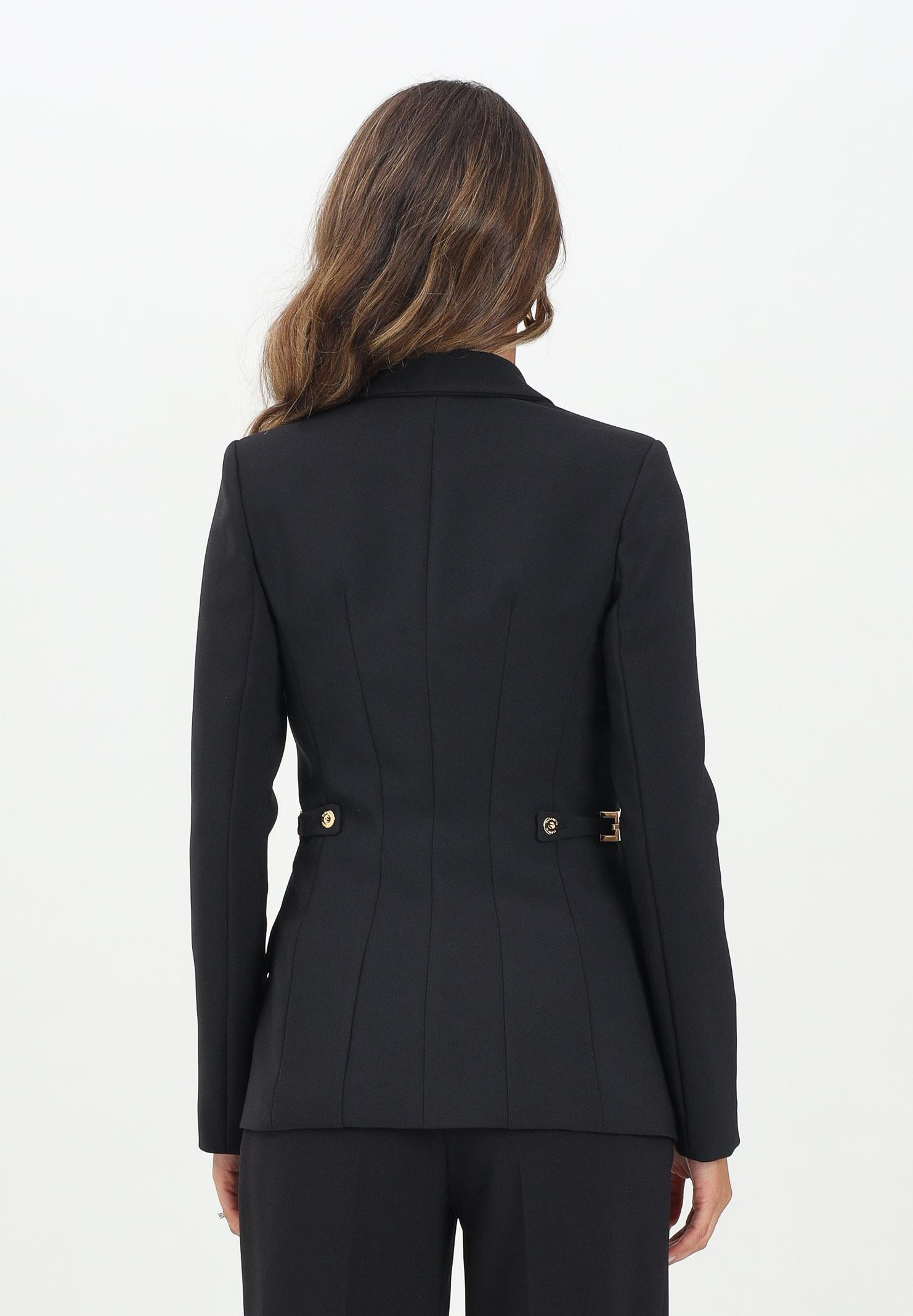 ELISABETTA FRANCHI Giacca monopetto nera da donna con dettagli gioiello GI17556E2 110 ELISABETTA FRANCHI 