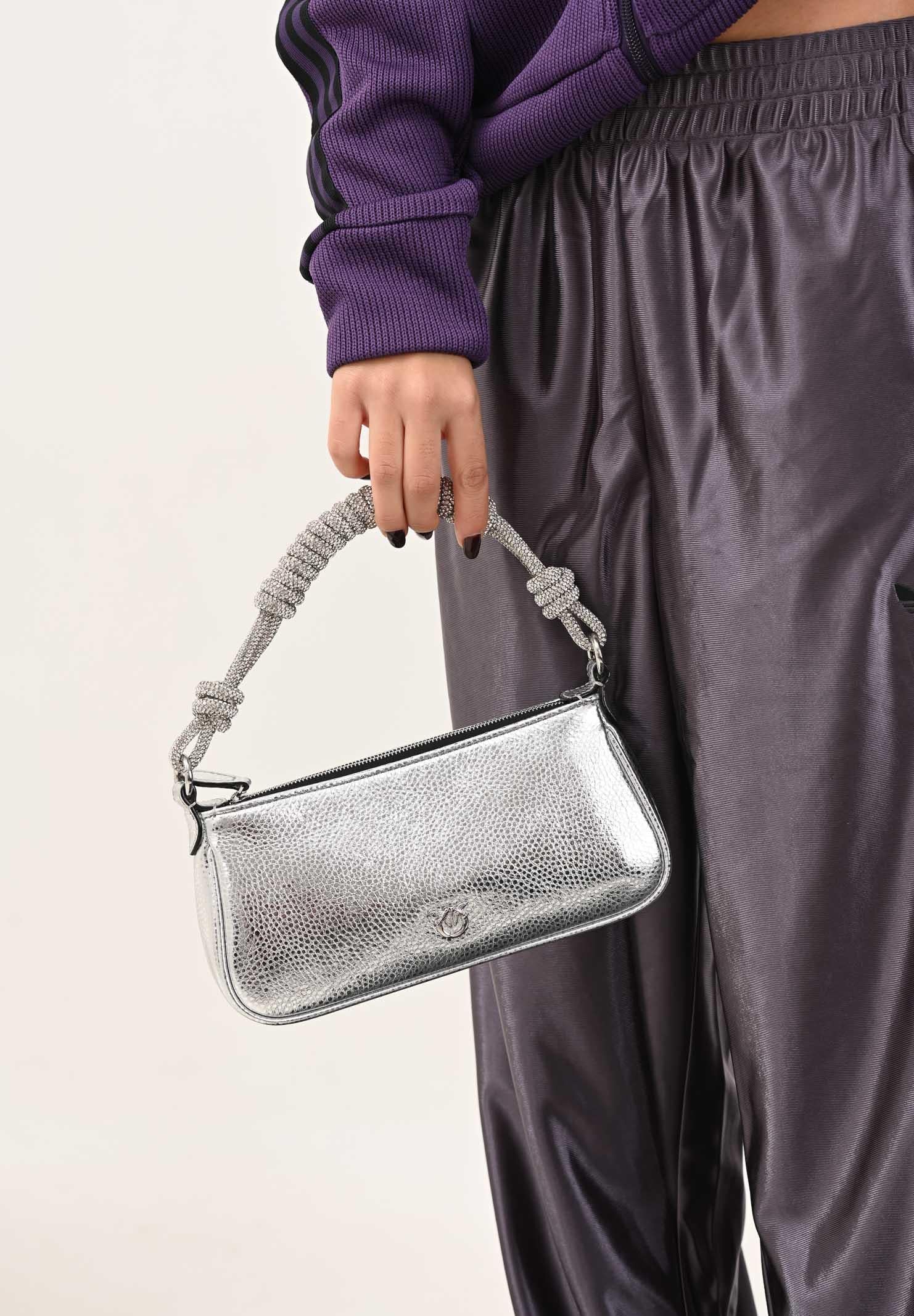 PINKO Borsa a spalla Mini Half Moon Baguette argento da donna 105915A2WD ZZFN PINKO 