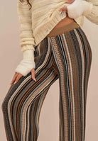 AKEP Pantalone a gamba dritta in maglia lavorata con righe multicolor da donna PTKD11003 V2 AKEP 