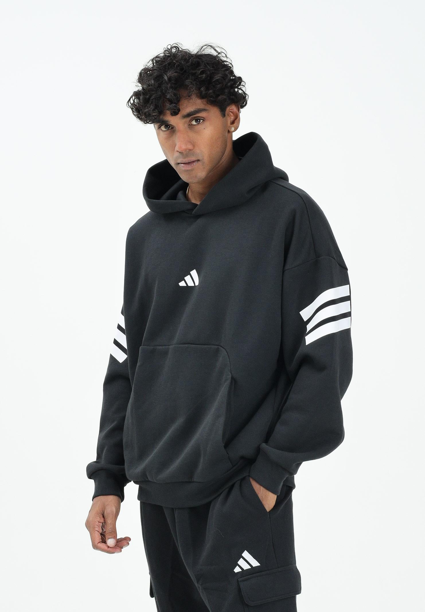 ADIDAS PERFORMANCE Felpa con cappuccio Future Icons 3-Stripes nera da uomo JD4838  ADIDAS PERFORMANCE 