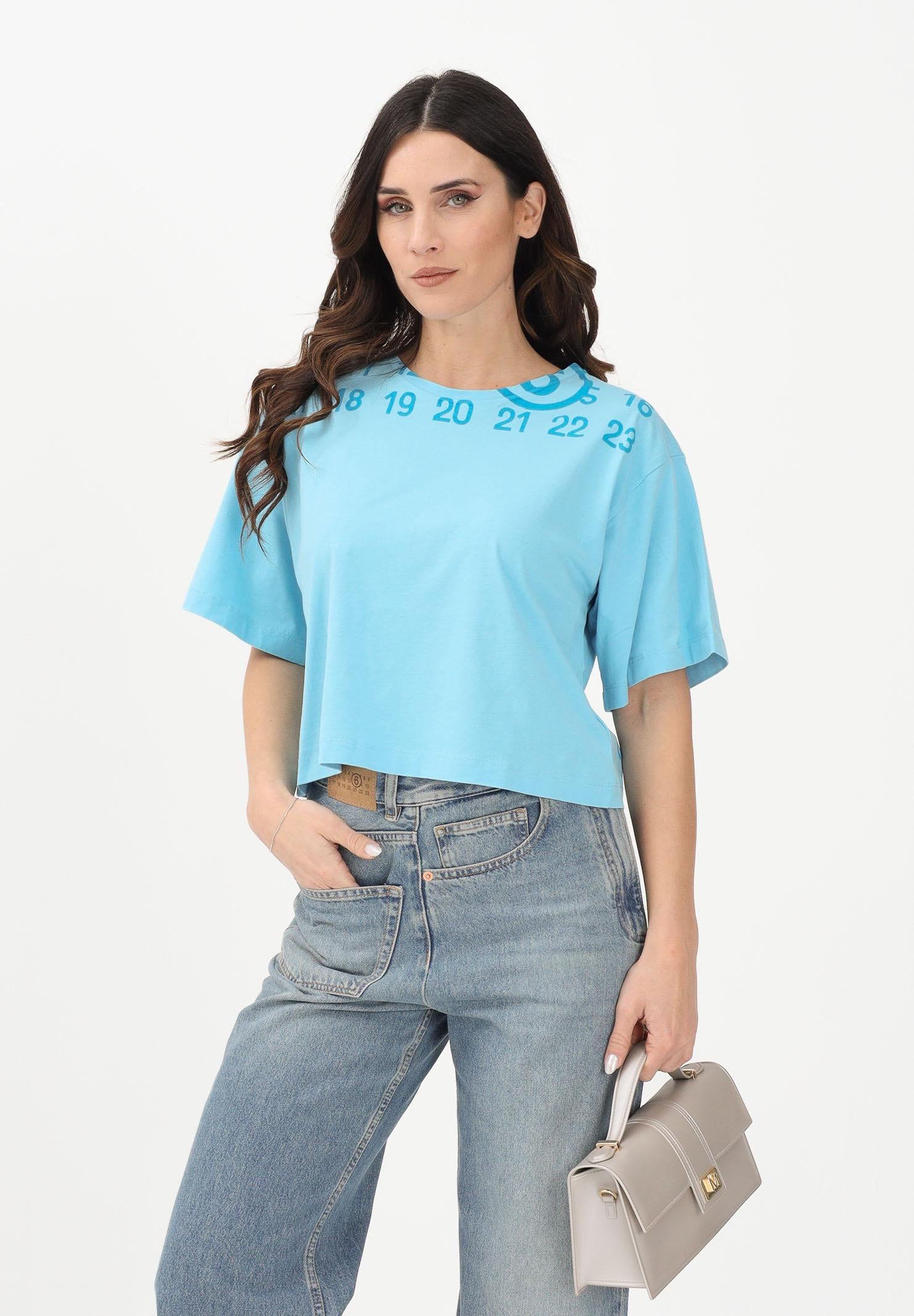 MAISON MARGIELA T-shirt a manica corta azzurra per donna, ragazze e bambine con stampa M61017MM02Y M6809 MAISON MARGIELA 