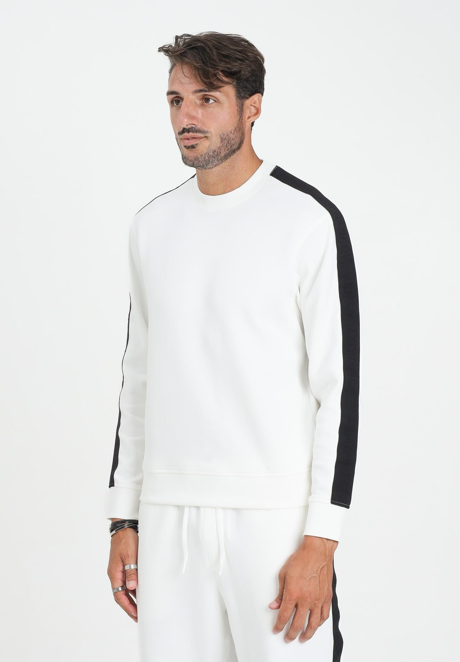 ARMANI EXCHANGE Felpa girocollo bianca da uomo impreziosita da bande laterali logate XM001296AF10818 U0009 ARMANI EXCHANGE 