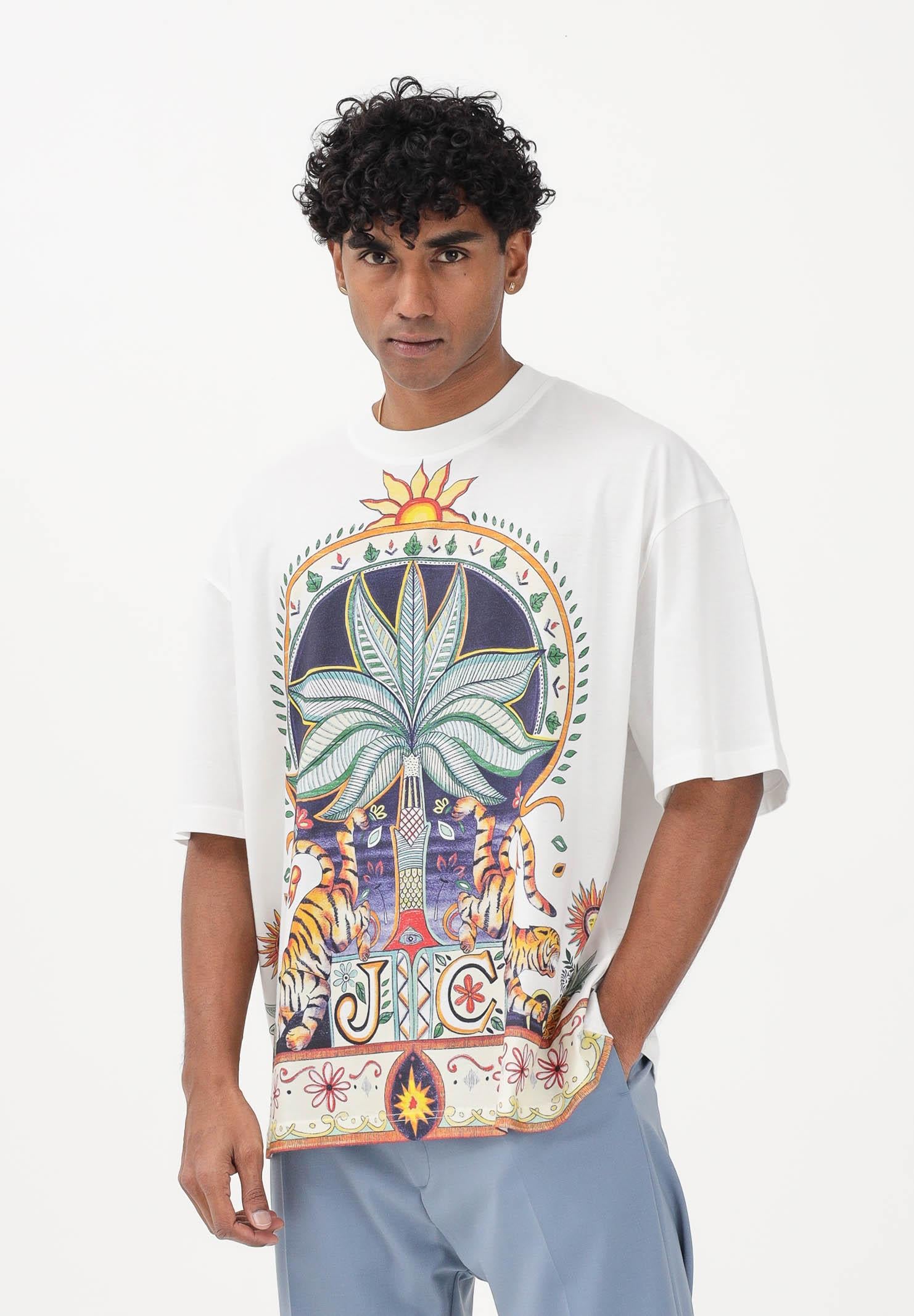 JUST CAVALLI T-shirt a manica corta bianca da uomo con stampa 80OAHE19CJ110 004 JUST CAVALLI 