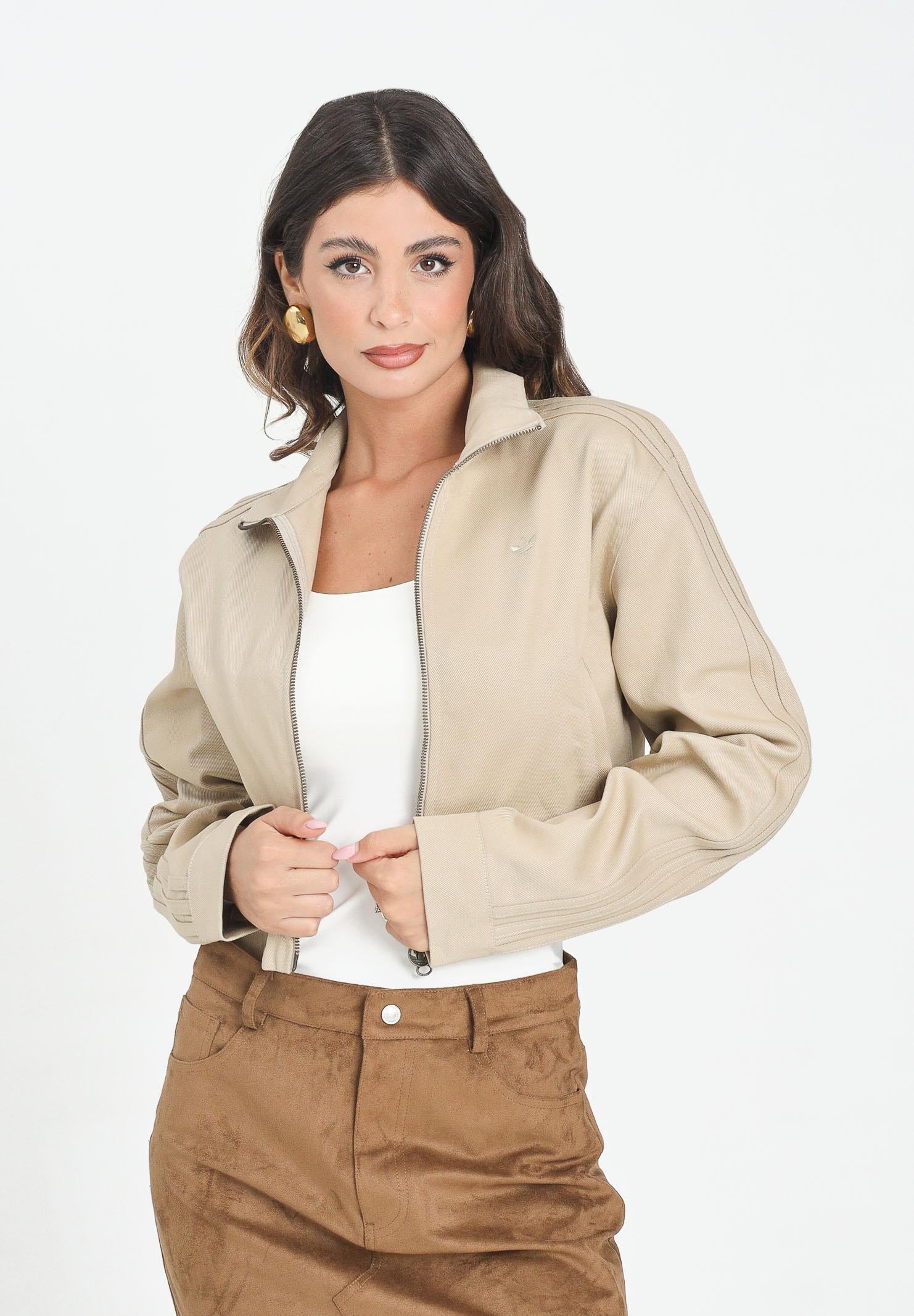 ADIDAS ORIGINALS Giubbotto Firebird Twill Crop in denim beige da donna JX7600  ADIDAS ORIGINALS 