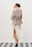 YES LONDON Cappotto corto beige da donna con vera pelliccia CD1203 BE YES LONDON 