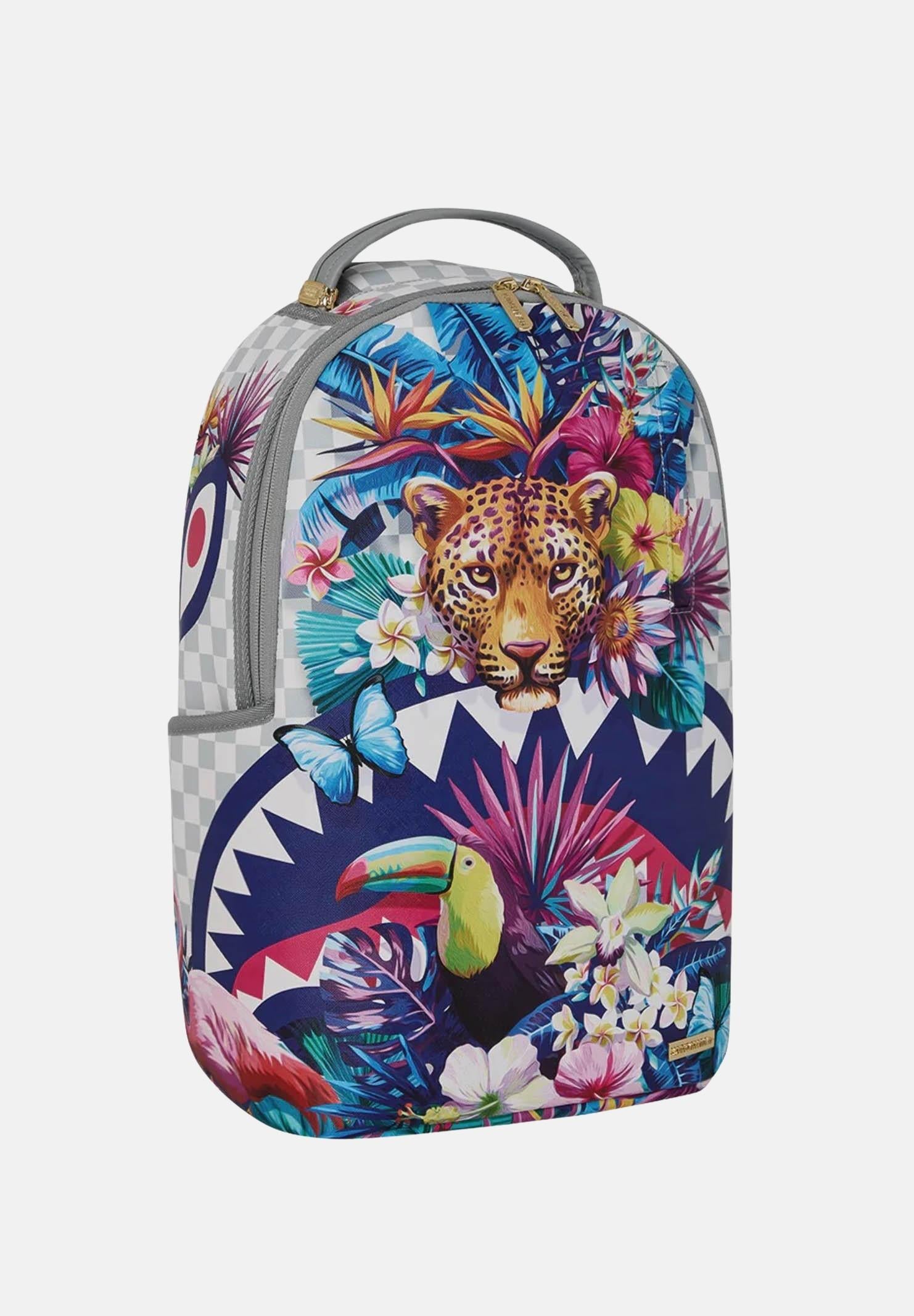 SPRAYGROUND Zaino Flowering Jungle Shark bianco e grigio per uomo e donna 910B8625NSZ . SPRAYGROUND 