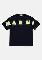 T-shirt a manica corta nera per donna e bambina con ricamo logo over M01265M00RF 0M900 MARNI 