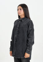 DIESEL Camicia a manica lunga in denim nero per donna, ragazzi e bambini con maxi logo Oval D J02307KXBPT K02 DIESEL 