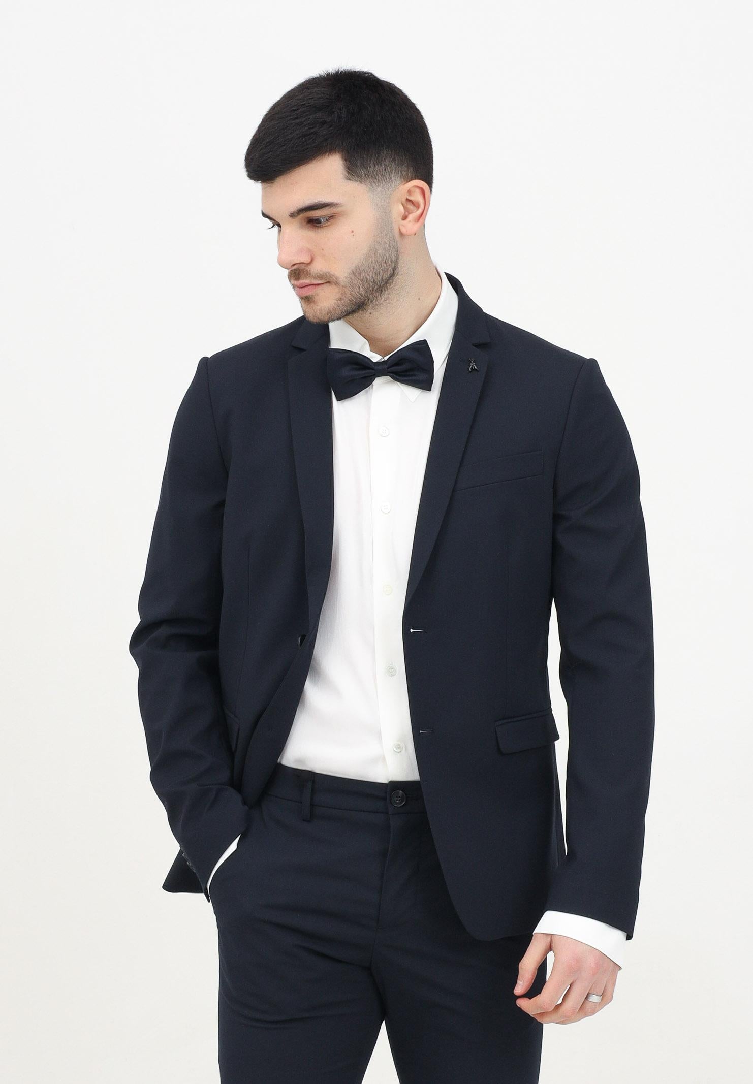 Giacca monopetto blu da uomo con spilla fly <BR/> 5SA652/A2LH C166 PATRIZIA PEPE 