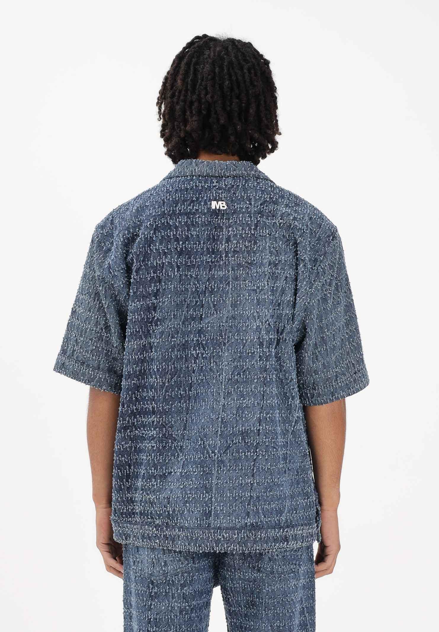 I'M BRIAN Camicia a manica corta in denim medio da uomo con lavorazione CA3649 0028 I'M BRIAN 