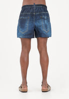DSQUARED2 Shorts mare blu da uomo effetto denim con dettagli used D7B626690 427 DSQUARED2 