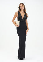 ELISABETTA FRANCHI Abito lungo nero da donna con corpetto ricamato di paillettes ABR2457E2 110 ELISABETTA FRANCHI 