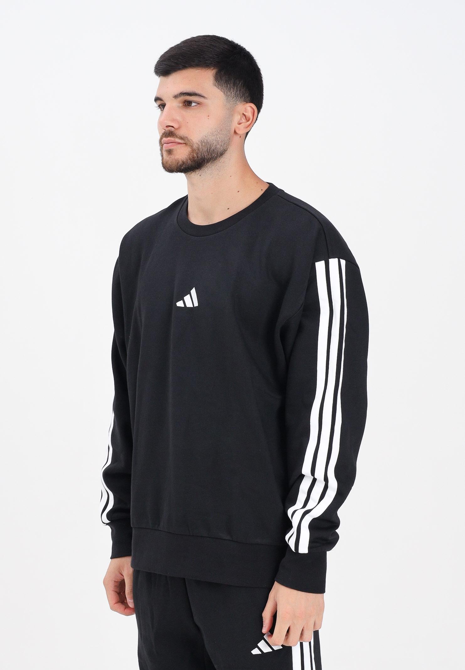 ADIDAS PERFORMANCE Felpa girocollo Essentials 3-Stripes Fleece nera da uomo JE6304  ADIDAS PERFORMANCE 