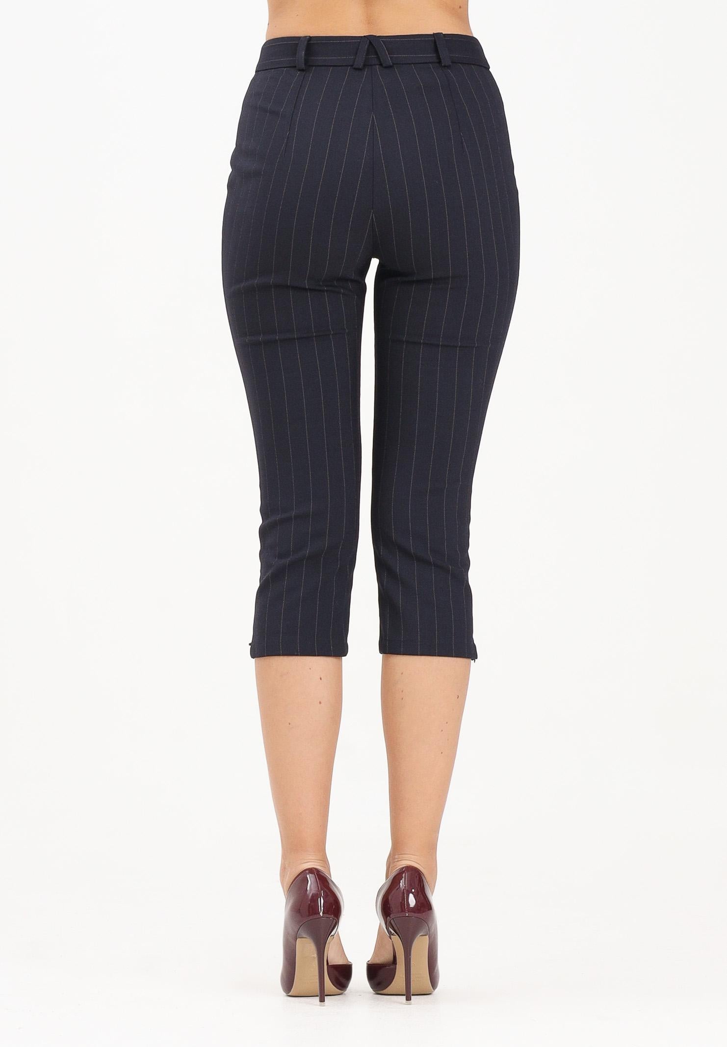 PINKO Pantalone cropped blu da donna con motivo gessato 105672A2QY EZ1 PINKO 