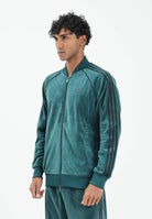 ADIDAS ORIGINALS Felpa con zip SST Adicolor in velour verde da uomo JX1564  ADIDAS ORIGINALS 
