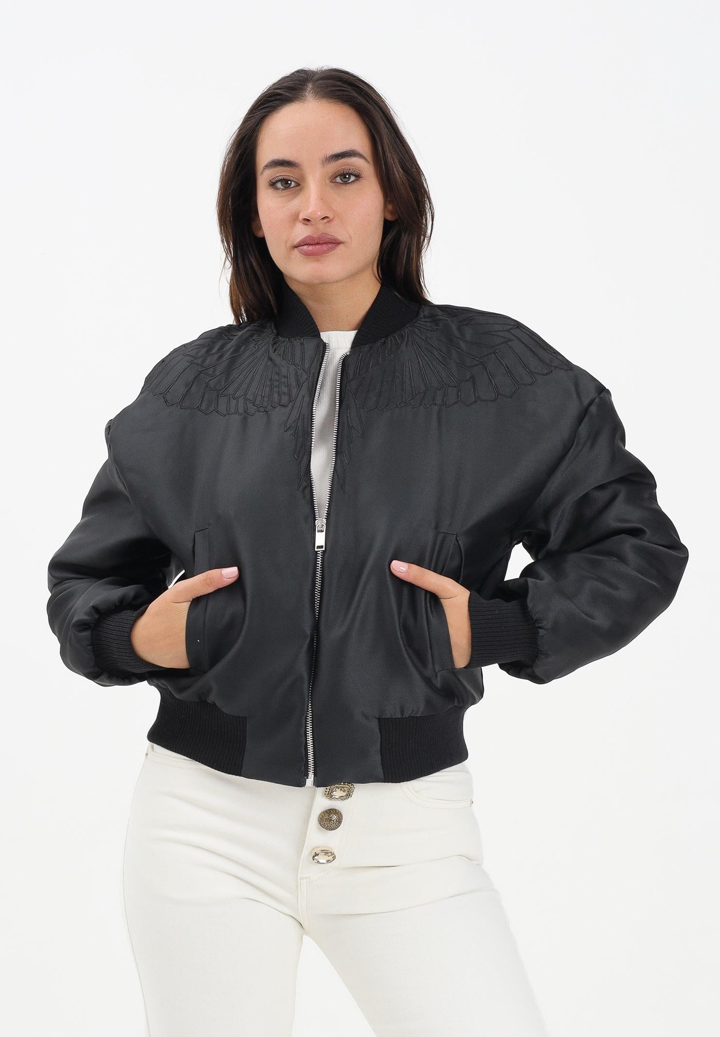 MARCELO BURLON COUNTY OF MILAN Bomber nero da donna con ricamo ali 25ICM30004 NE MARCELO BURLON COUNTY OF MILAN 
