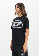 DIESEL T-shirt a manica corta nera per donna, ragazzi e bambini con maxi logo Oval D J02477KYAUN K900 DIESEL 