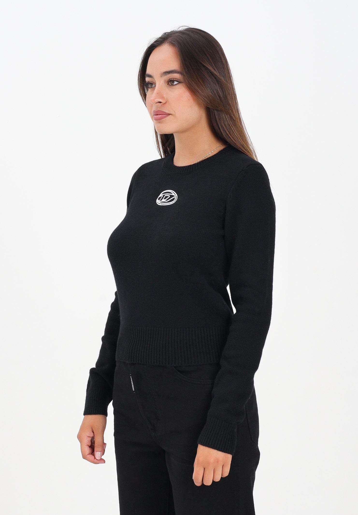 DIESEL Maglioncino girocollo nero per donna, ragazzi e bambini con logo Oval D J02435KYAYX K900 DIESEL 