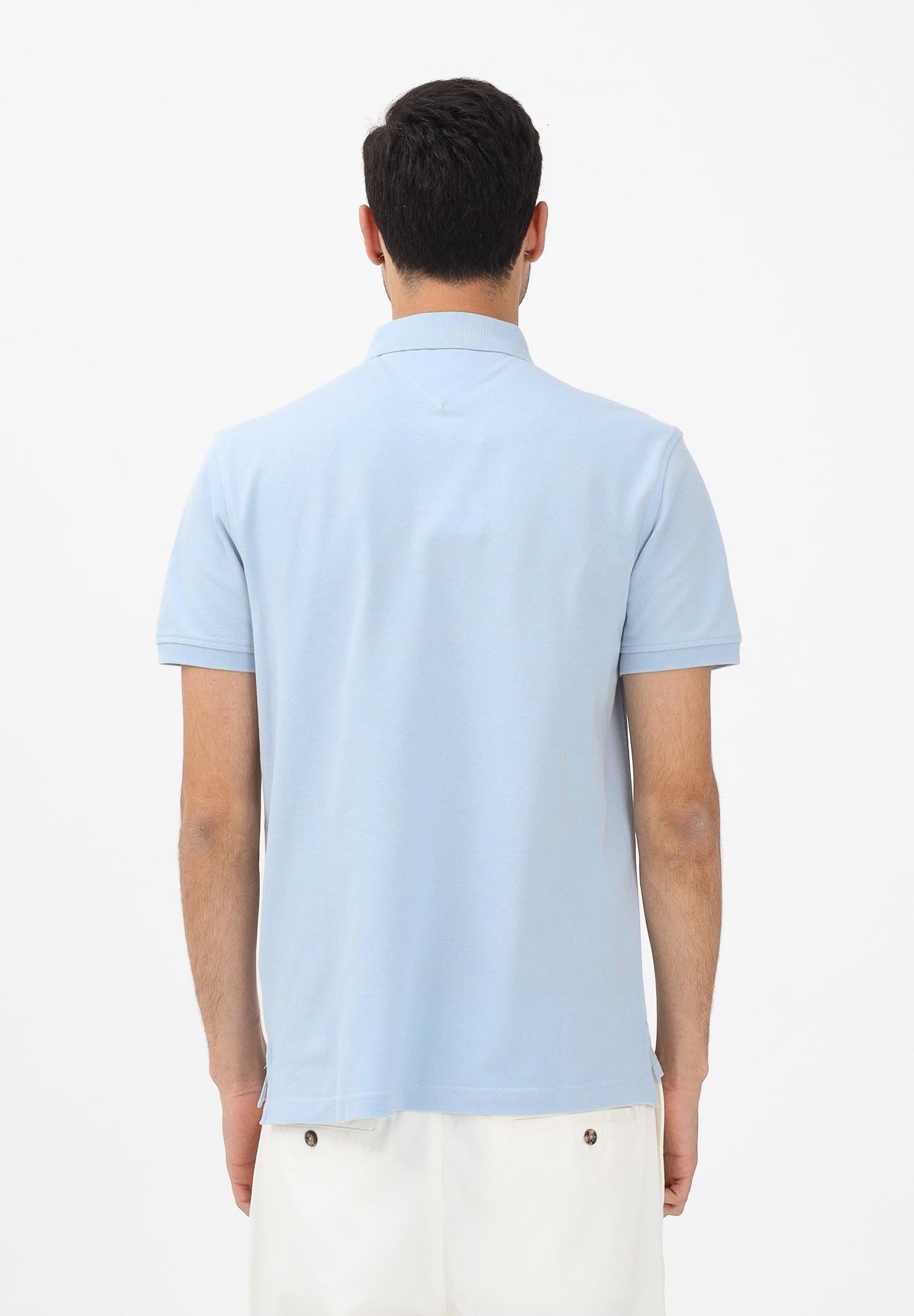 TOMMY HILFIGER Polo a manica corta celeste da uomo con logo MW0MW17770 C1O TOMMY HILFIGER 