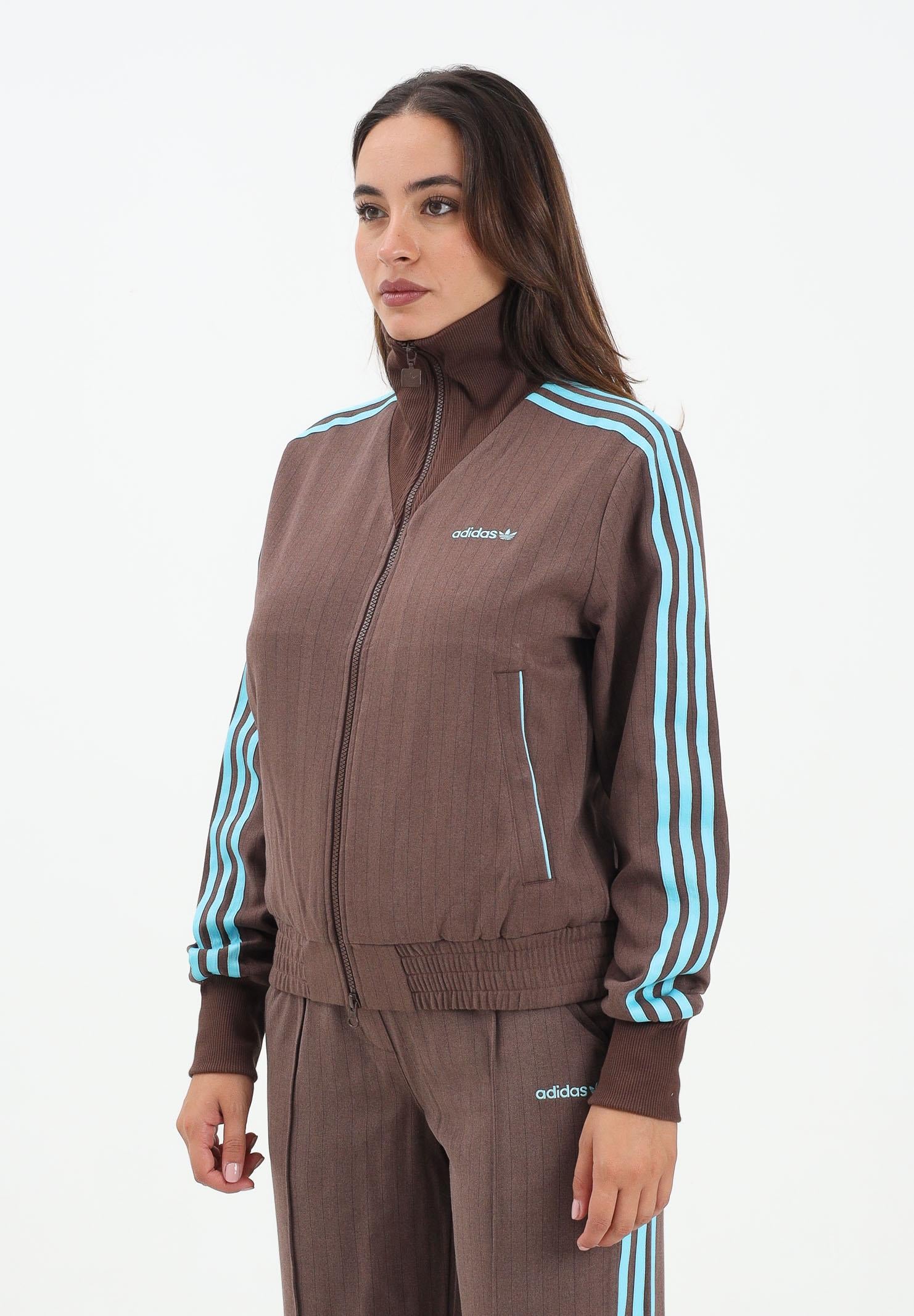 ADIDAS ORIGINALS Felpa con zip Tailored marrone da donna JX5311 . ADIDAS ORIGINALS 