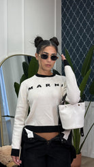 MARNI Maglioncino girocollo panna per donna e bambina con logo M00993M00ML 0M111 MARNI 