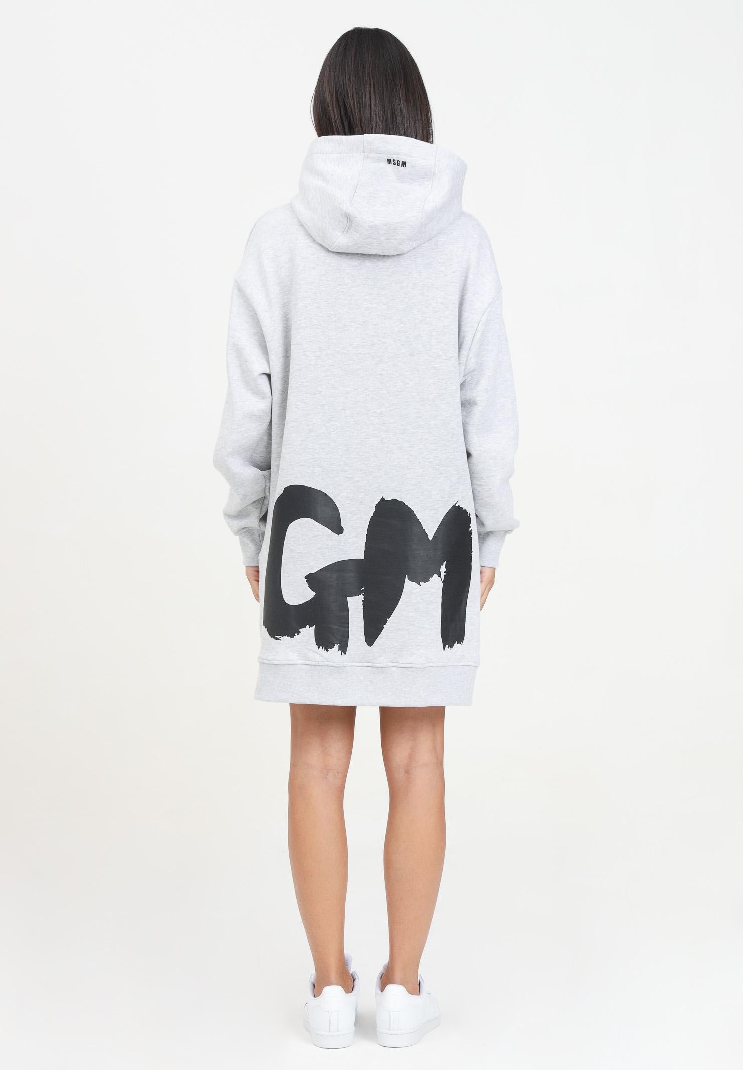 Abito corto grigio per donna e bambina con maxi stampa logo F4MSJGDR070 107 MSGM 