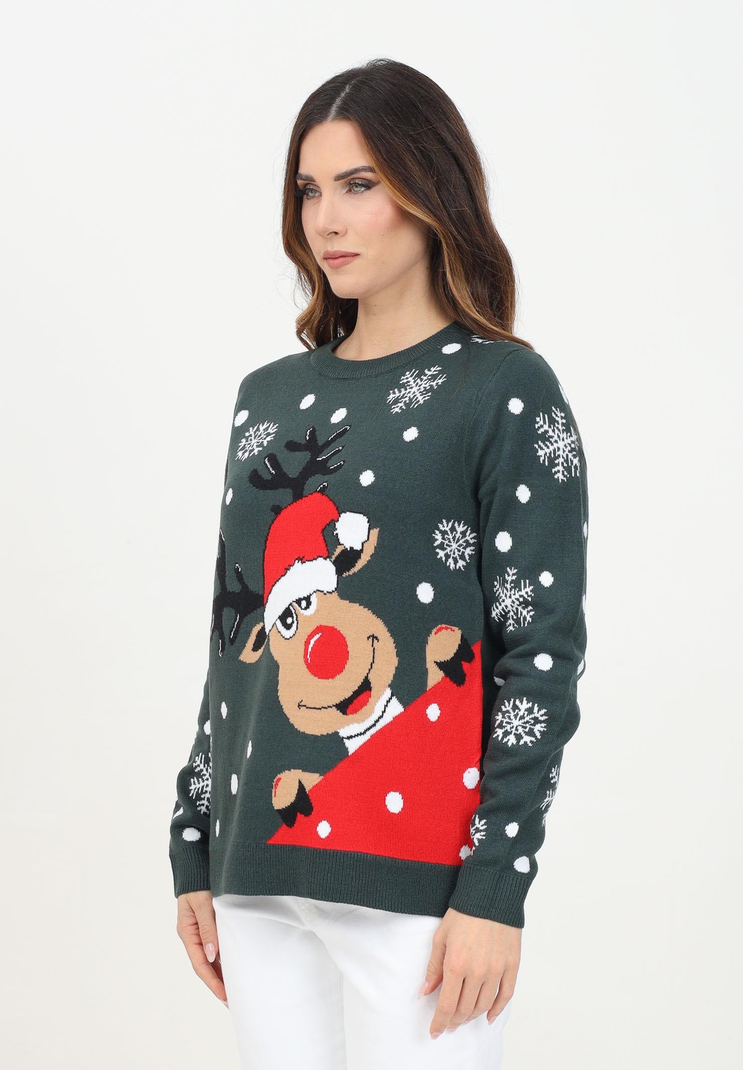 JDY Maglioncino girocollo verde da donna con renna 15238375 Green Gables JDY 