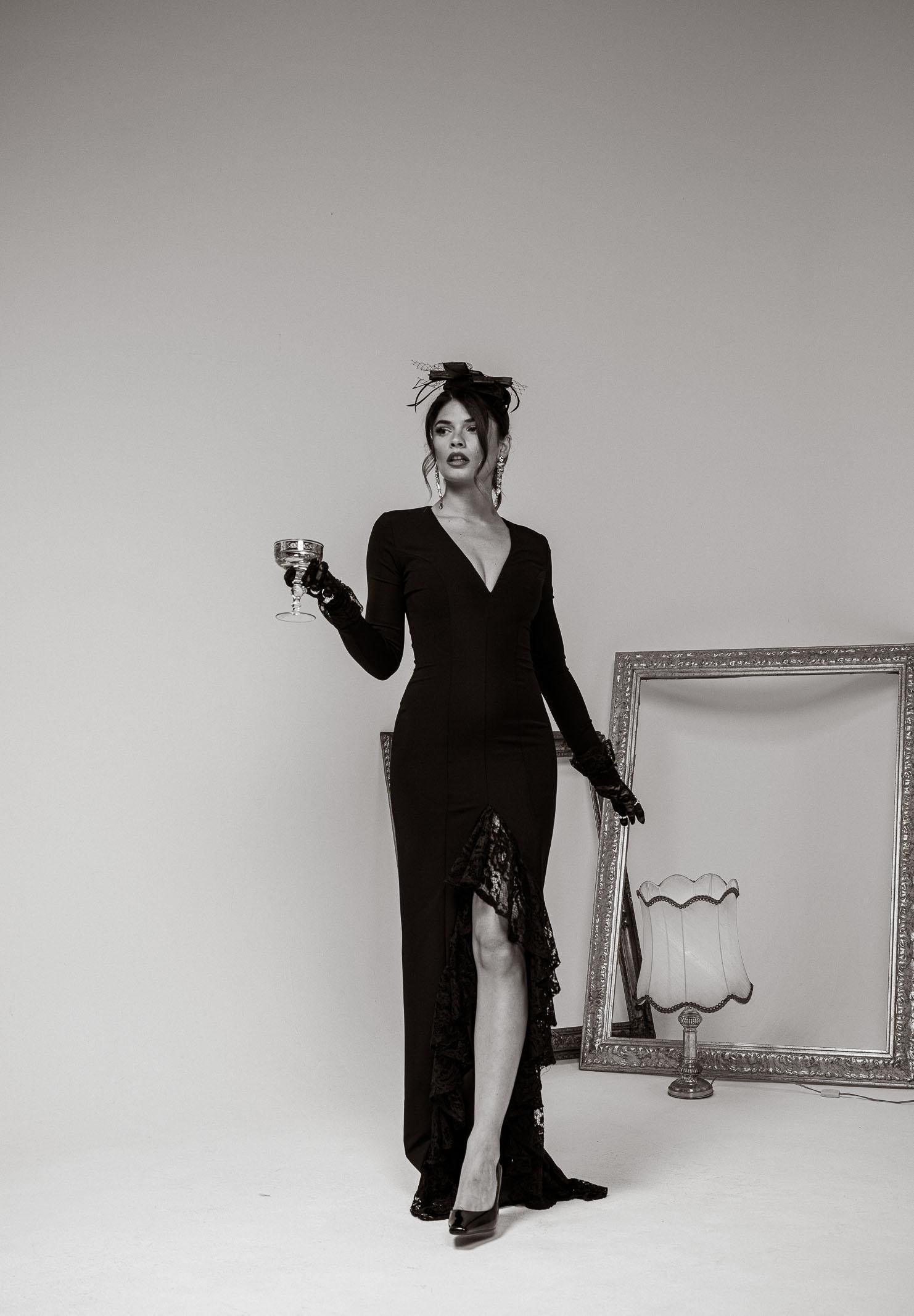 SANTAS Abito lungo ENCHANTÉE nero da donna PV2616 NE SANTAS 