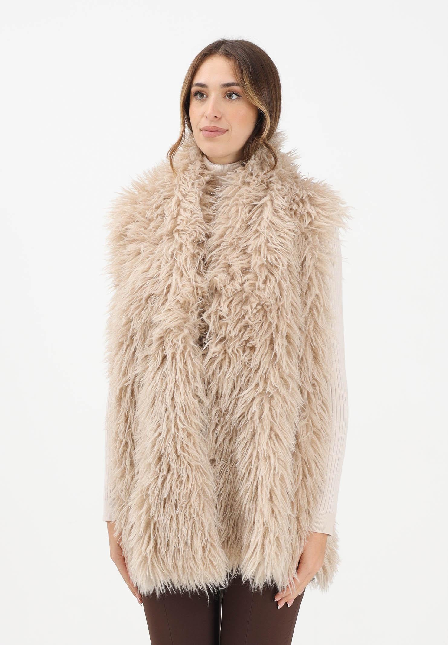 MEHRAN Pelliccia smanicata reversibile beige da donna 25290CRE CRE MEHRAN 