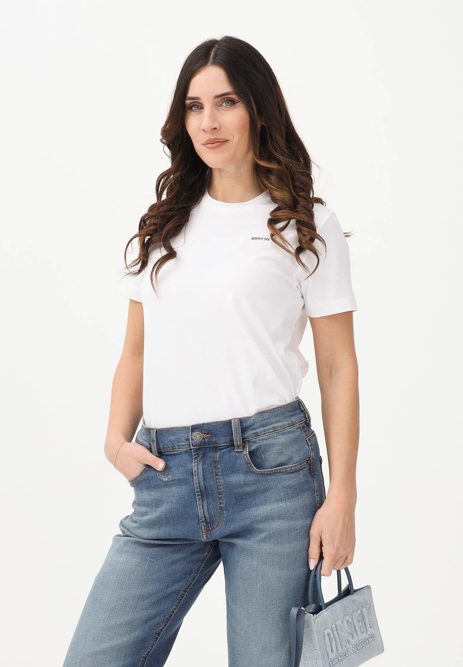 DIESEL T-shirt a manica corta bianca per donna, ragazzi e bambini con logo J027710CATM K100 DIESEL 