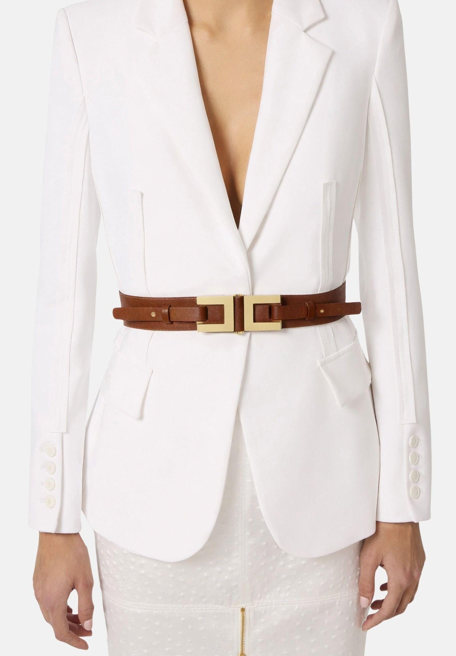 ELISABETTA FRANCHI Cintura cognac da donna con dettaglio logo CT50S61E2 027 ELISABETTA FRANCHI 