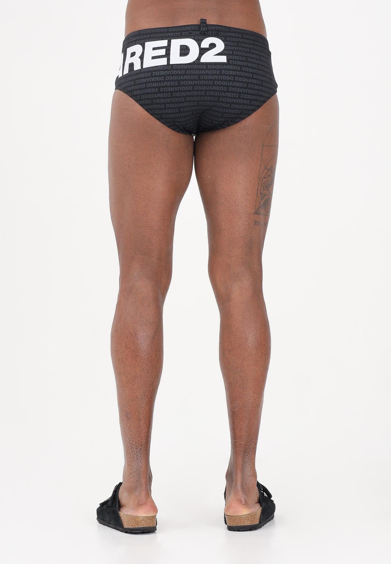 DSQUARED2 Slip mare nero da uomo con logo maxi e stampa all-over D7B2E6590 010 DSQUARED2 