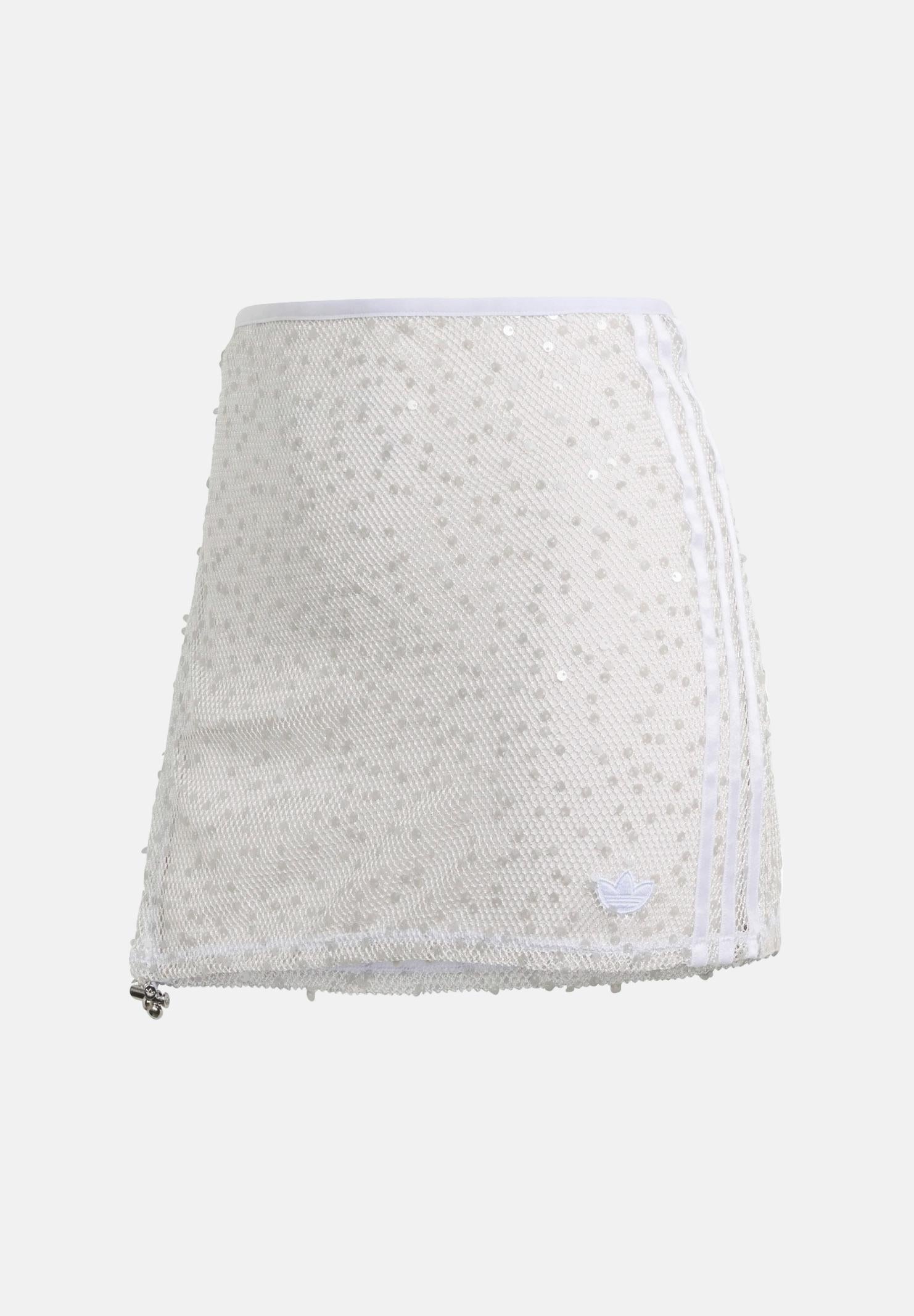 ADIDAS ORIGINALS Gonna corta  motivo traforato con paillettes bianca da donna. HZ1007 . ADIDAS ORIGINALS 