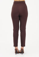 ELISABETTA FRANCHI Pantalone elegante cacao da donna con logo ricamato PA17061E2 644 ELISABETTA FRANCHI 