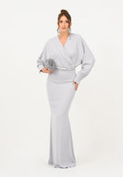 ALMA SANCHEZ Abito lungo Acme in elegante tessuto grigio perla da donna AS2526020TF 902 ALMA SANCHEZ 