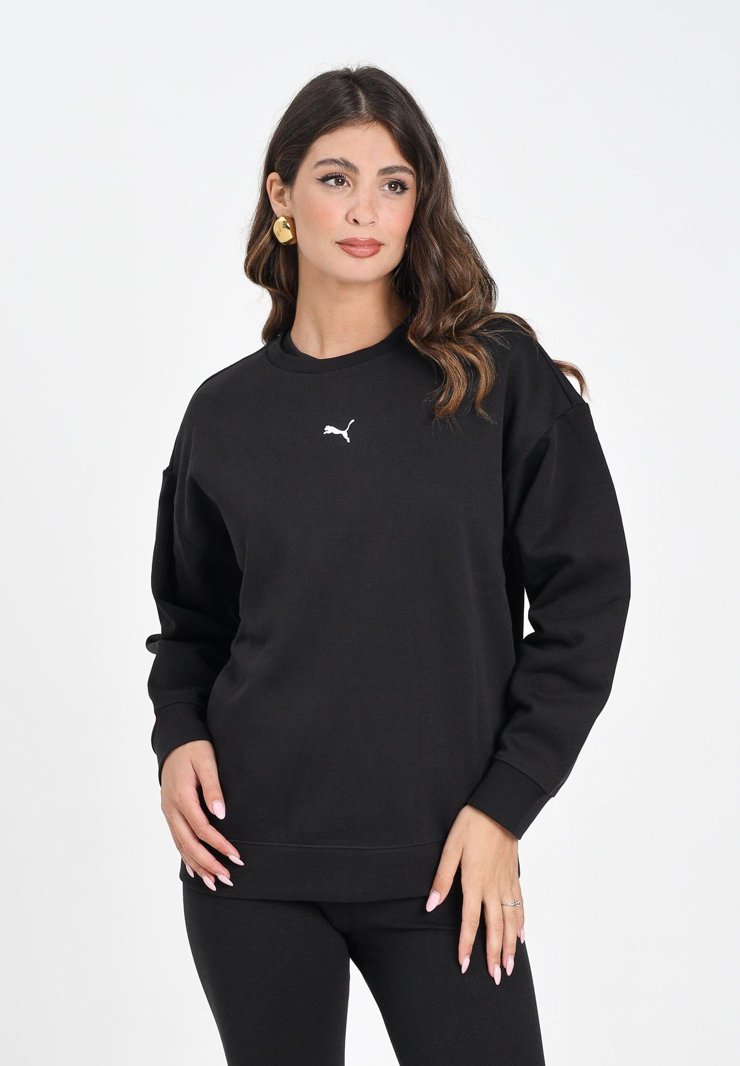 PUMA Felpa girocollo Essentials Oversize nera da donna 685400 01 PUMA 
